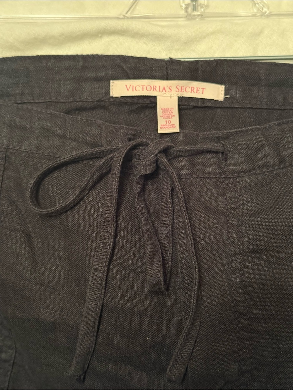 Victoria's Secret Black Linen Wide-Leg Drawstring Pants. Size 10